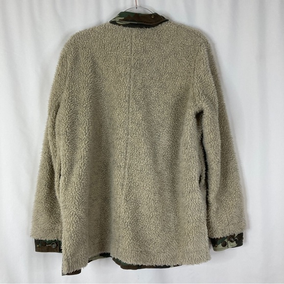 Free People | Tan Sherpa Camouflage Snap Toggle Coat S - Picture 9 of 9